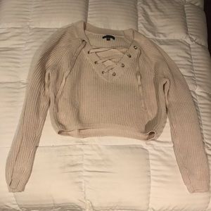 PacSun cropped lace up sweater